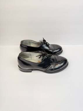 Vintage Women's Loafers Size 5.5 D Black Leather Lace-Up Flats Shoes
